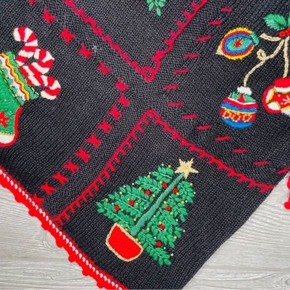 vintage work in progress christmas sweater embroidered sweater sequin s (6-8) - Picture 3 of 6